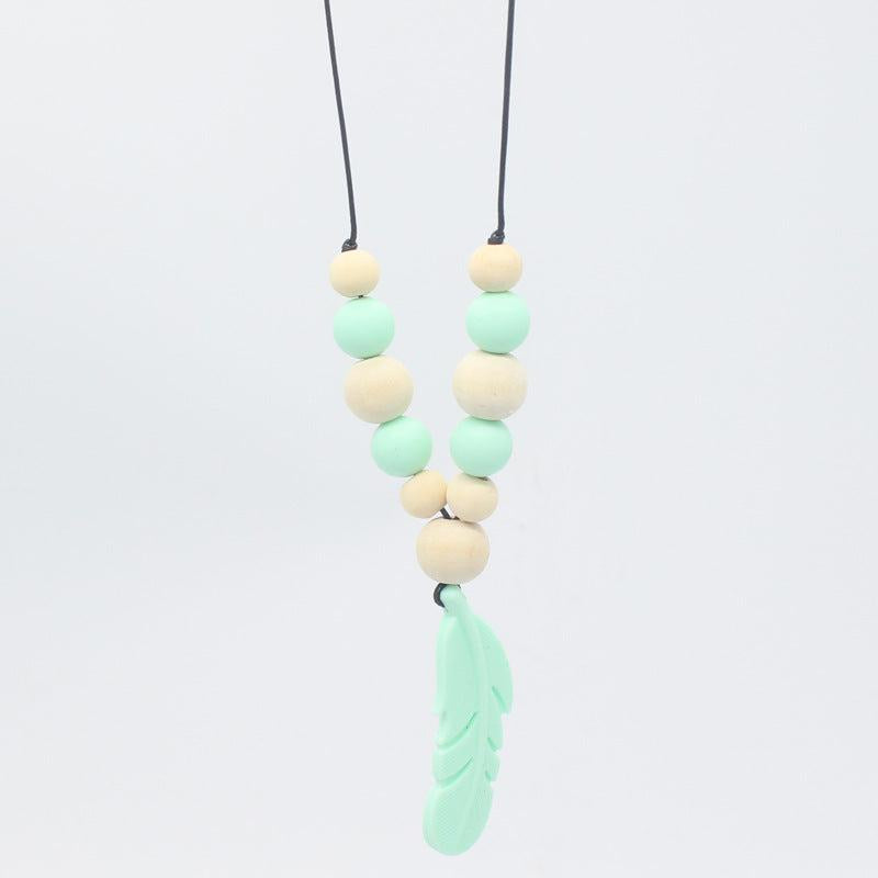 Silicone Bead Wooden Beads Teether Pacifier Holder