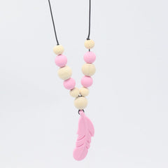 Silicone Bead Wooden Beads Teether Pacifier Holder