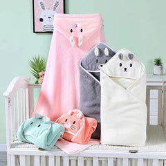 Newborn Hooded Coral Fleece Towel Blanket