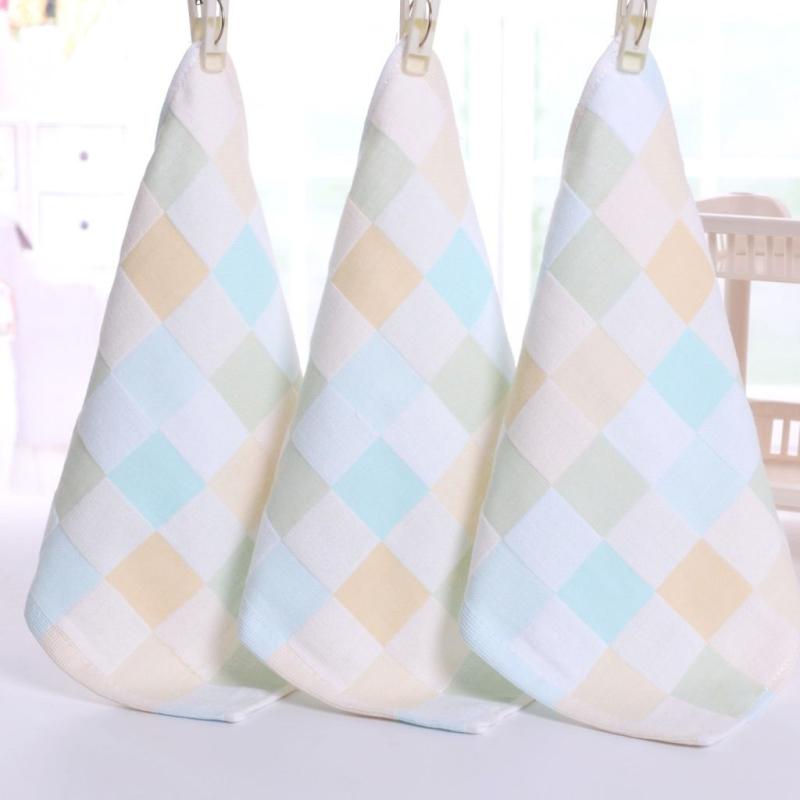 Baby Gauze Face Handkerchief Square Towel Checkered Design