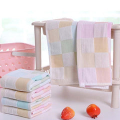 Baby Gauze Face Handkerchief Square Towel Checkered Design