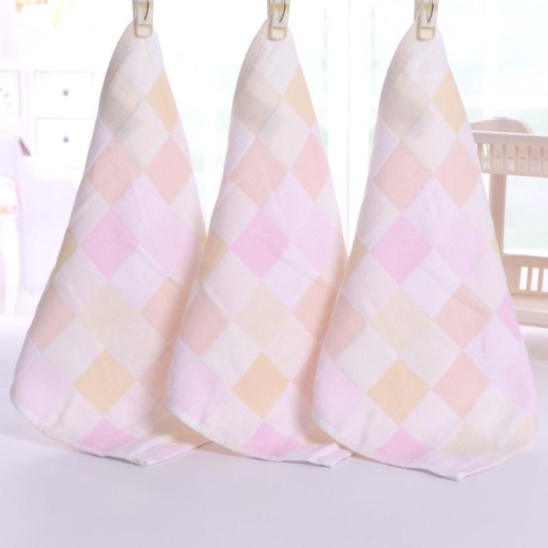 Baby Gauze Face Handkerchief Square Towel Checkered Design