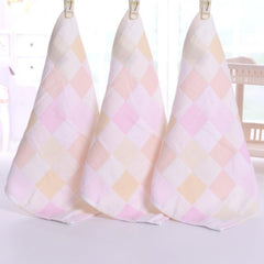 Baby Gauze Face Handkerchief Square Towel Checkered Design