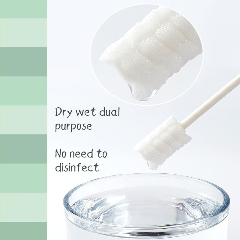 60 Baby Gauze Toothbrush 100 Medical Cotton Brush Head Soft Tongue Cleaning