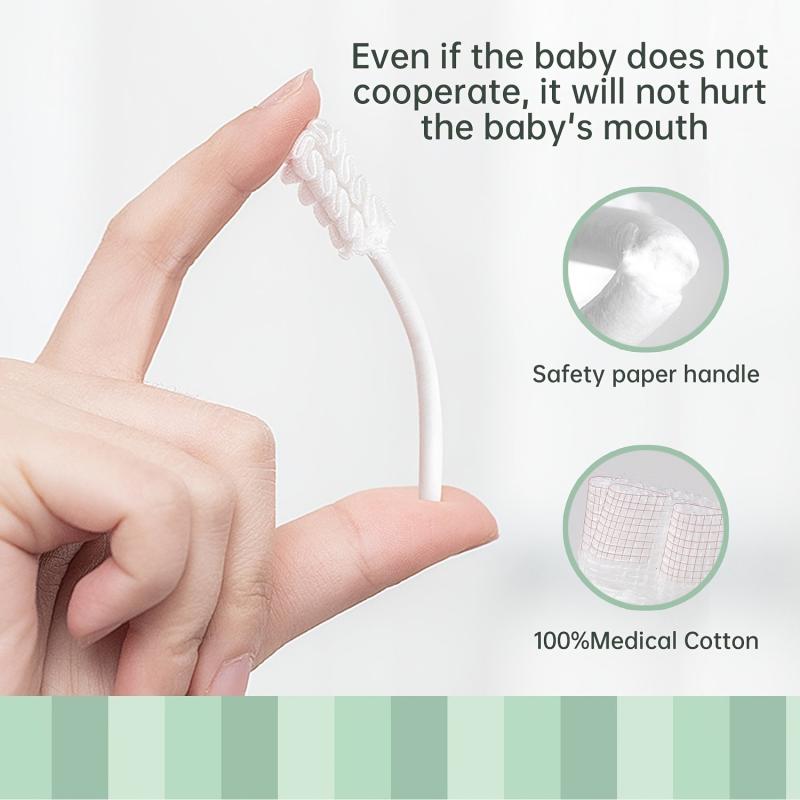 60 Baby Gauze Toothbrush 100 Medical Cotton Brush Head Soft Tongue Cleaning