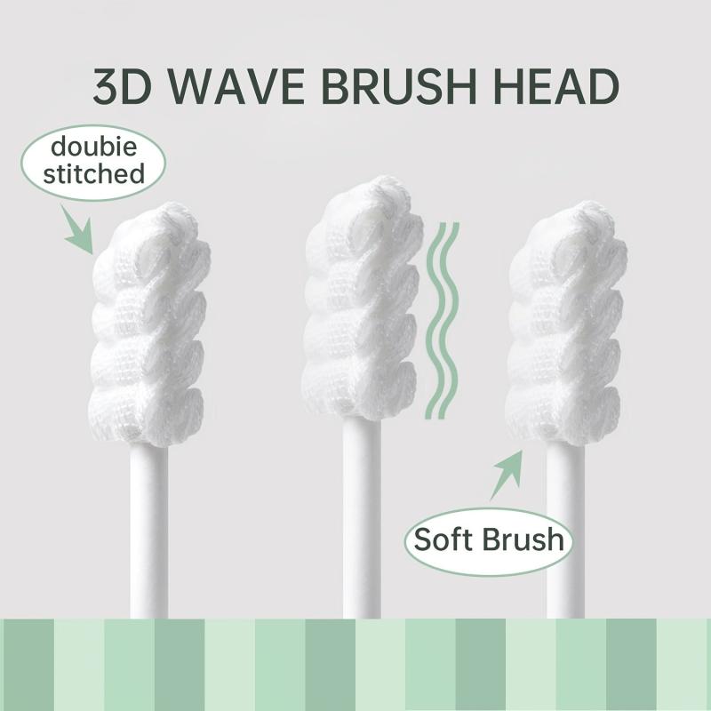 60 Baby Gauze Toothbrush 100 Medical Cotton Brush Head Soft Tongue Cleaning