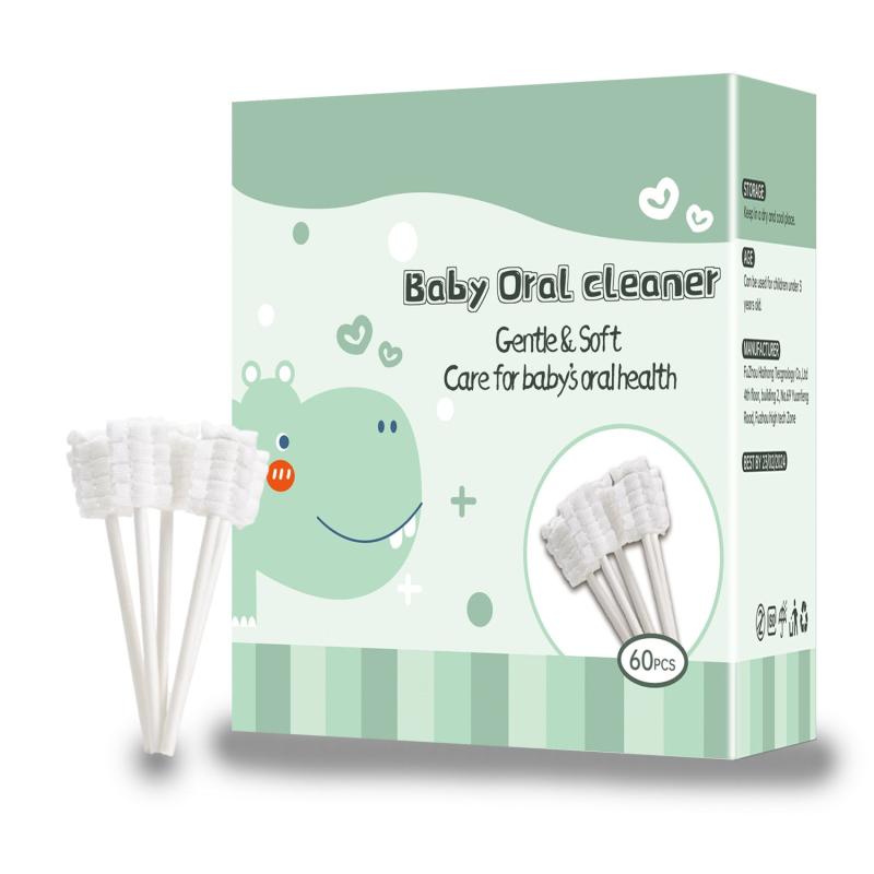 60 Baby Gauze Toothbrush 100 Medical Cotton Brush Head Soft Tongue Cleaning