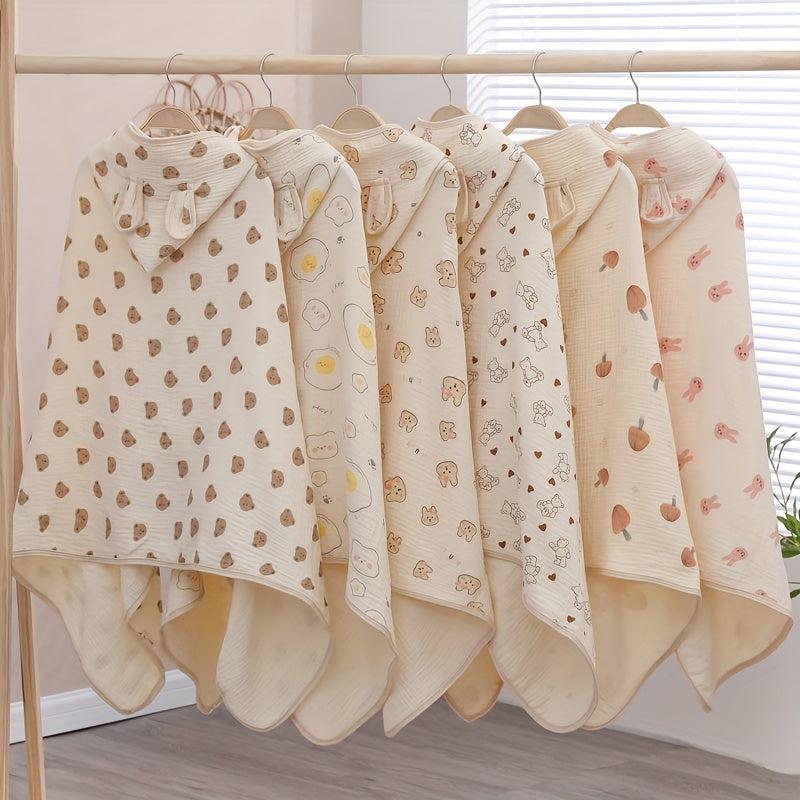 Baby Hooded Cloak Cotton Towel Cartoon Bathrobe Soft Wrap Towel