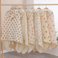 Baby Hooded Cloak Cotton Towel Cartoon Bathrobe Soft Wrap Towel