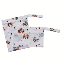 2pcs Set Colorful Rainbow Print Wet Bags for Organization