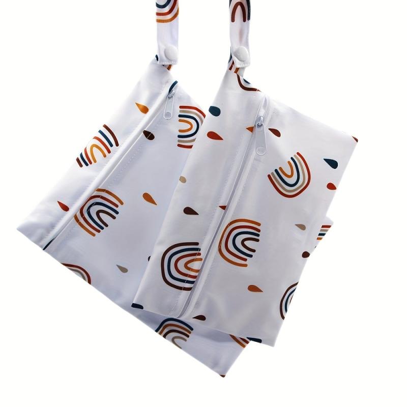 2pcs Set Colorful Rainbow Print Wet Bags for Organization