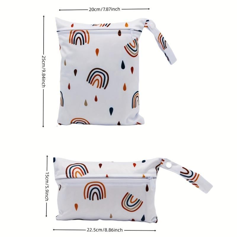 2pcs Set Colorful Rainbow Print Wet Bags for Organization