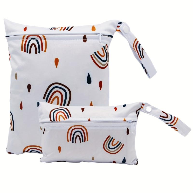 2pcs Set Colorful Rainbow Print Wet Bags for Organization