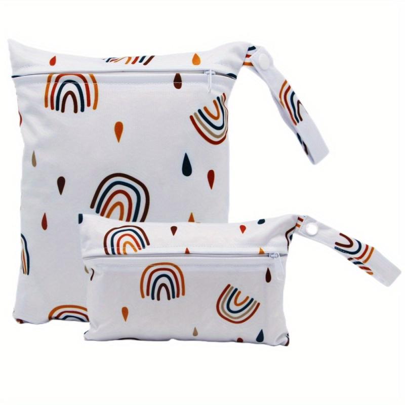 2pcs Set Colorful Rainbow Print Wet Bags for Organization