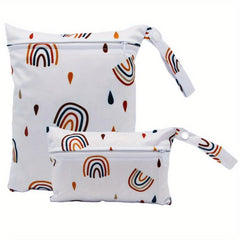 2pcs Set Colorful Rainbow Print Wet Bags for Organization