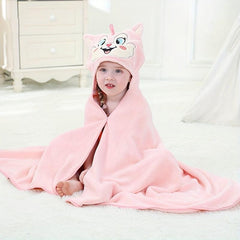 Children Baby Soft Little Fox Coral Fleece Bath Blanket