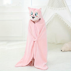 Children Baby Soft Little Fox Coral Fleece Bath Blanket