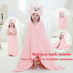Children Baby Soft Little Fox Coral Fleece Bath Blanket