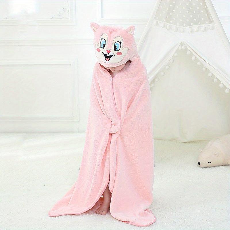 Children Baby Soft Little Fox Coral Fleece Bath Blanket