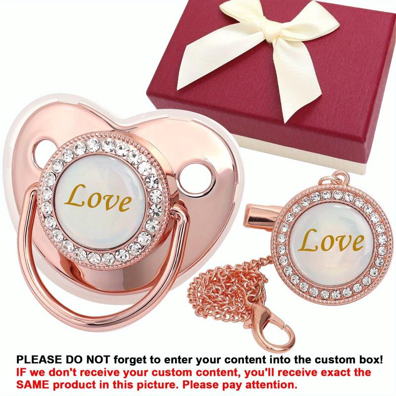 Golden Glitter Pacifier with Crystal Bling - Custom Baby Shower Gift