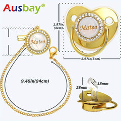 Golden Glitter Pacifier with Crystal Bling - Custom Baby Shower Gift