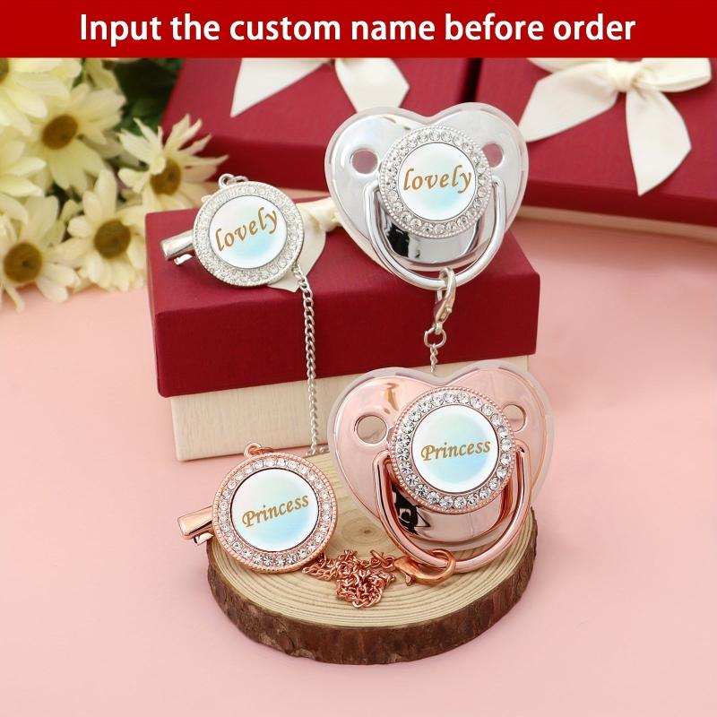 Golden Glitter Pacifier with Crystal Bling - Custom Baby Shower Gift