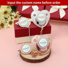 Golden Glitter Pacifier with Crystal Bling - Custom Baby Shower Gift