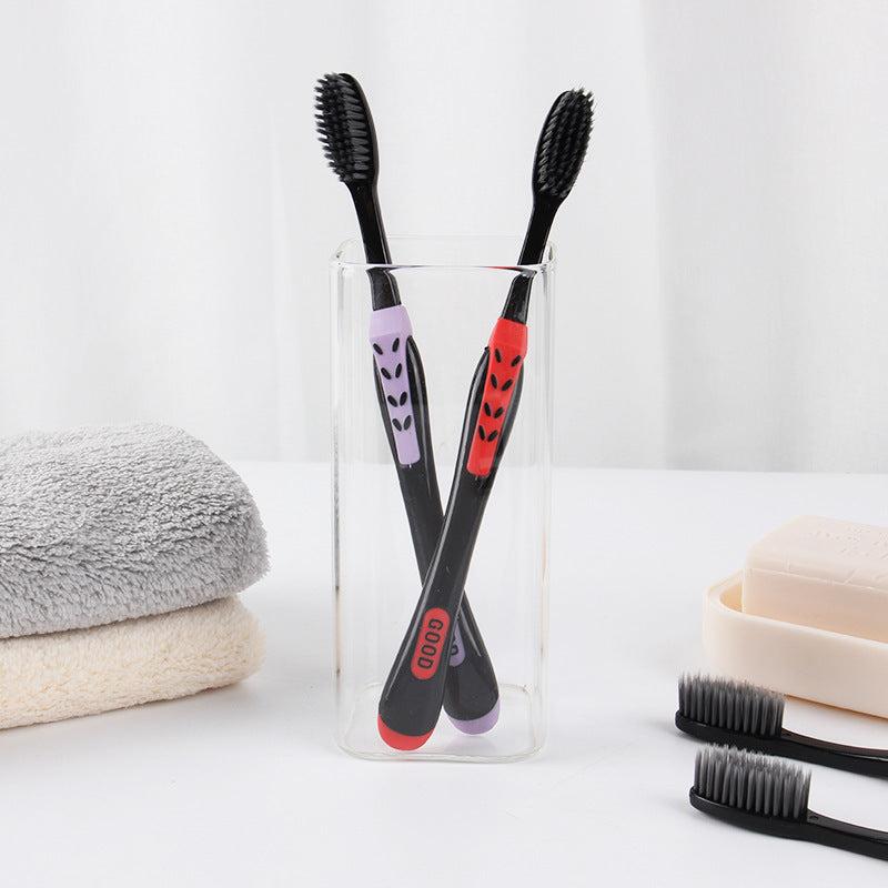 4 Pack Bamboo Charcoal Toothbrushes Soft Bristles Family