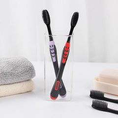 4 Pack Bamboo Charcoal Toothbrushes Soft Bristles Family