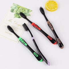 4 Pack Bamboo Charcoal Toothbrushes Soft Bristles Family