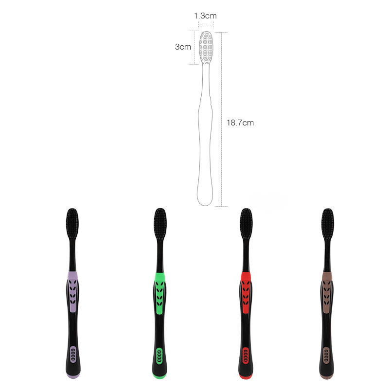 4 Pack Bamboo Charcoal Toothbrushes Soft Bristles Family
