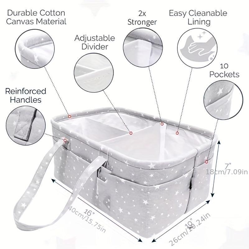 Portable Baby Diaper Bag Car Travel Basket with Foldable Cotton Cord