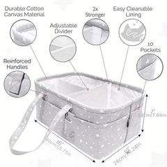 Portable Baby Diaper Bag Car Travel Basket with Foldable Cotton Cord