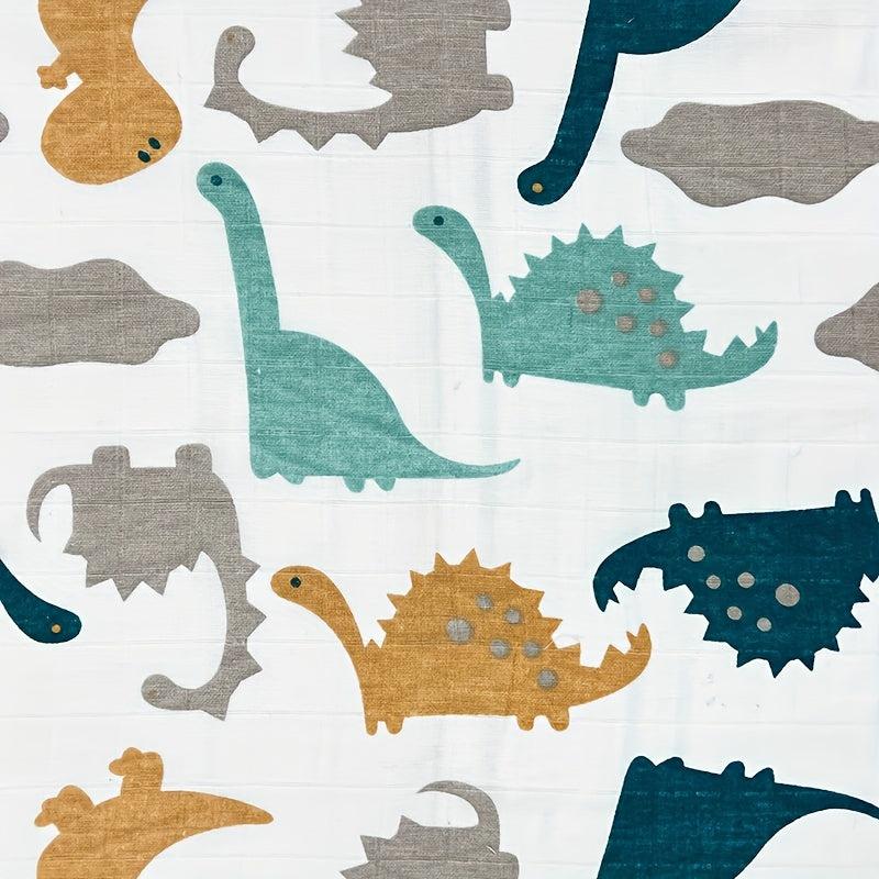 Dino Print Baby Swaddle Blanket Soft Cotton Muslin