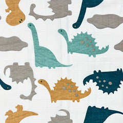 Dino Print Baby Swaddle Blanket Soft Cotton Muslin