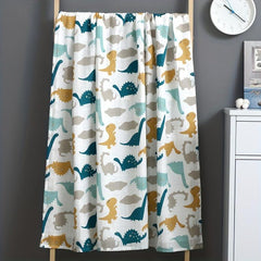 Dino Print Baby Swaddle Blanket Soft Cotton Muslin