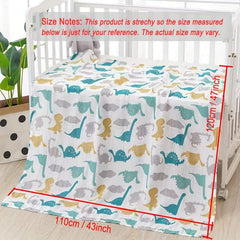 Dino Print Baby Swaddle Blanket Soft Cotton Muslin