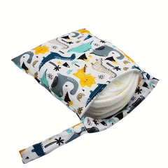 2 Pcs Dinosaur Print Wet Dry Diaper Bags for Baby Cloth Diapers