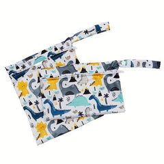 2 Pcs Dinosaur Print Wet Dry Diaper Bags for Baby Cloth Diapers