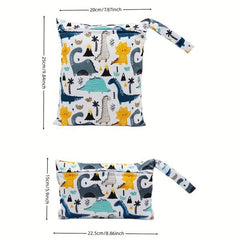 2 Pcs Dinosaur Print Wet Dry Diaper Bags for Baby Cloth Diapers