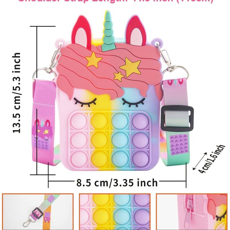 Unicorn Pop Purse for Girls, Women - Fidget Backpack Toy