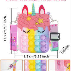 Unicorn Pop Purse for Girls, Women - Fidget Backpack Toy