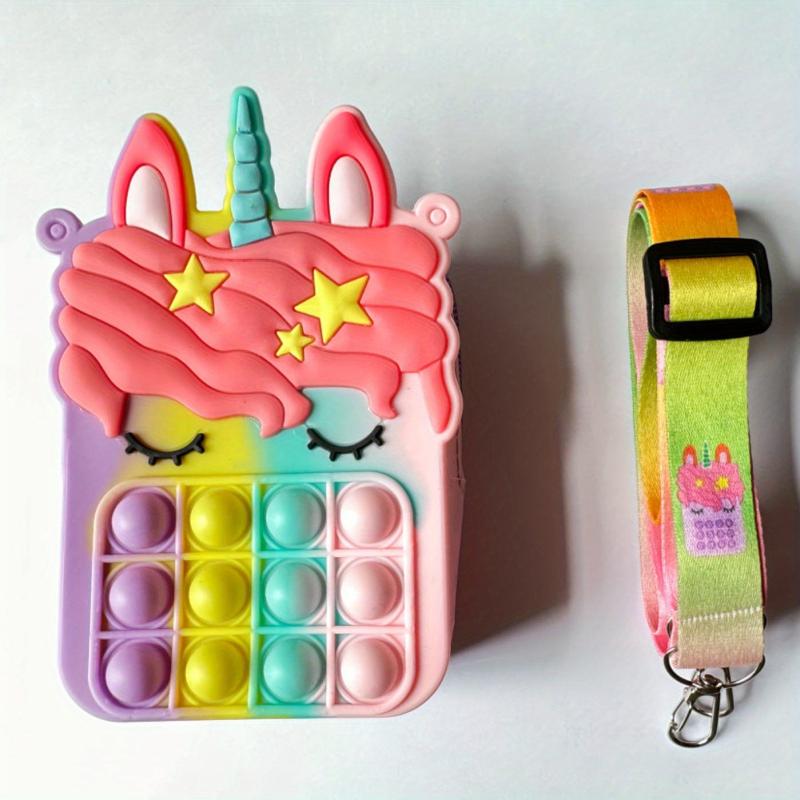 Unicorn Pop Purse for Girls, Women - Fidget Backpack Toy