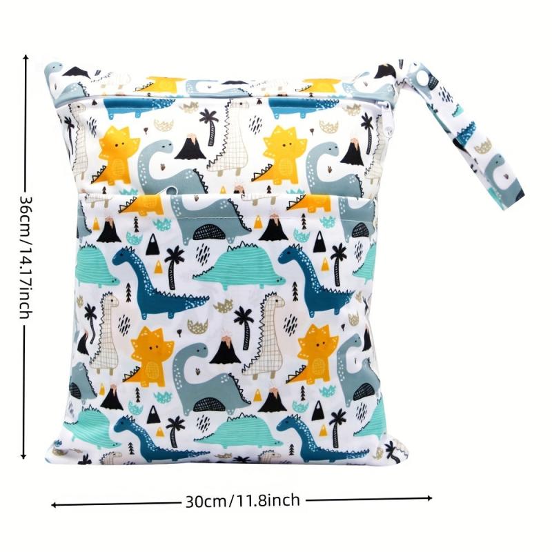 Cartoon Wet & Dry Bag Waterproof Reusable 2 Zippered Pockets & Handle