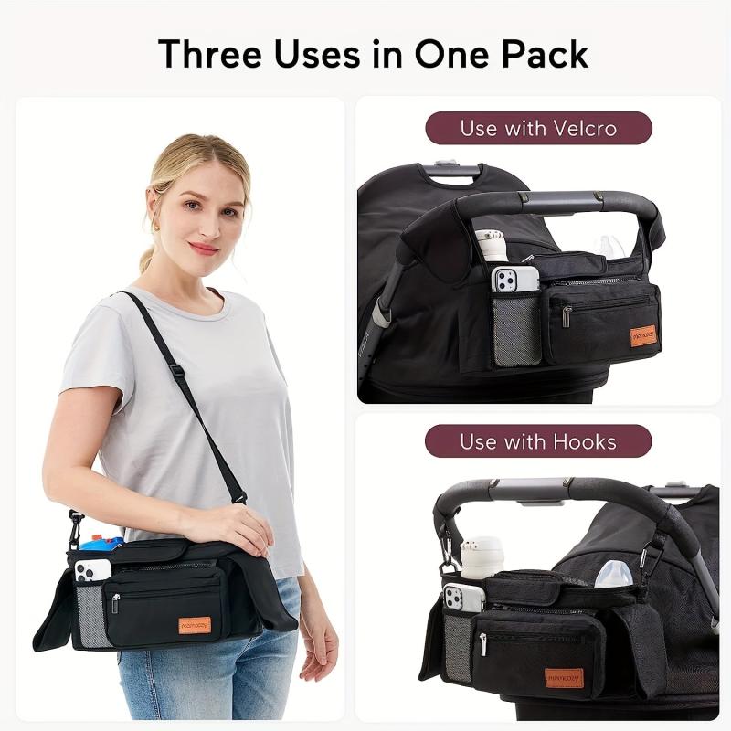 Stroller Organizer Insulated Cup Holders Phone Bag for Uppababy Baby Jogger