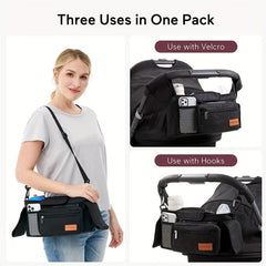 Stroller Organizer Insulated Cup Holders Phone Bag for Uppababy Baby Jogger
