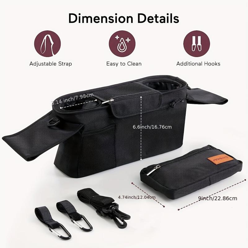 Stroller Organizer Insulated Cup Holders Phone Bag for Uppababy Baby Jogger
