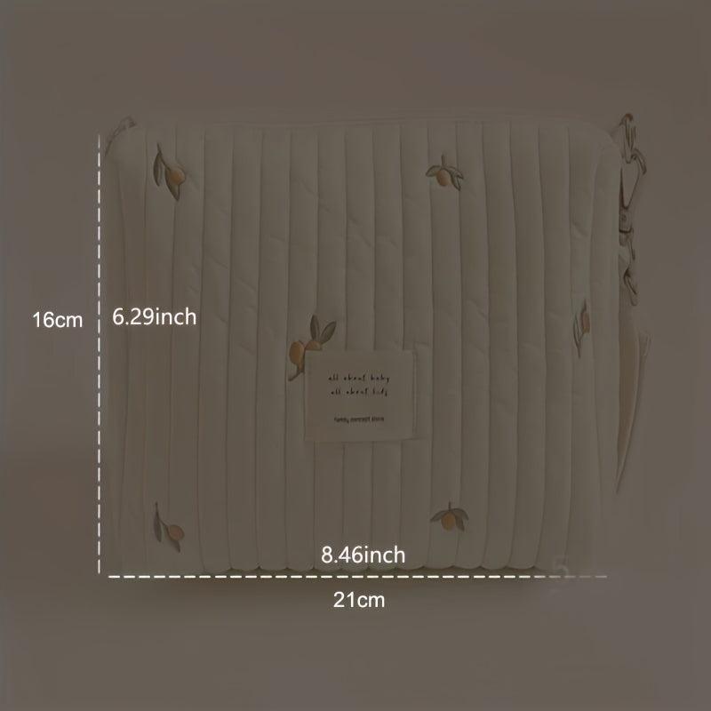 Embroidery Baby Diaper Bag Cotton Portable Zipper Nappy Caddy Organizer