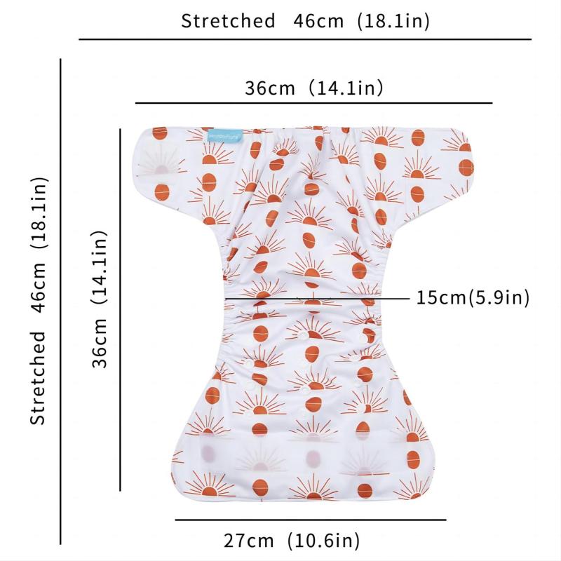 Happyflute 4 Piece Reusable Cloth Diapers Washable Adjustable for 3 15kg Babies