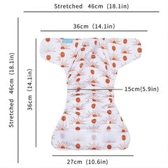 Happyflute 4 Piece Reusable Cloth Diapers Washable Adjustable for 3 15kg Babies